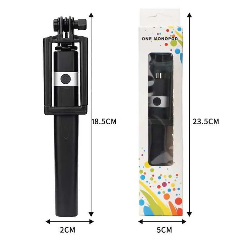 Mobile Mini Button Plastic Handle With Wire Monopod Universal Portable Selfie Stick Suitable For Mobile Phones 8.5-74CM_voghion.com