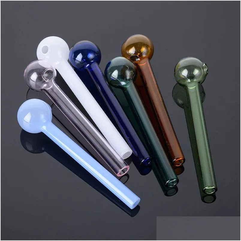 Smoking Pipes 10Cm 4 Inch Pyrex Glass Oil Burner Pipe Tobacco Dry Herb Colorf Water Hand Accessories Tube Drop Delivery Home Garden Ho Dh0Wv