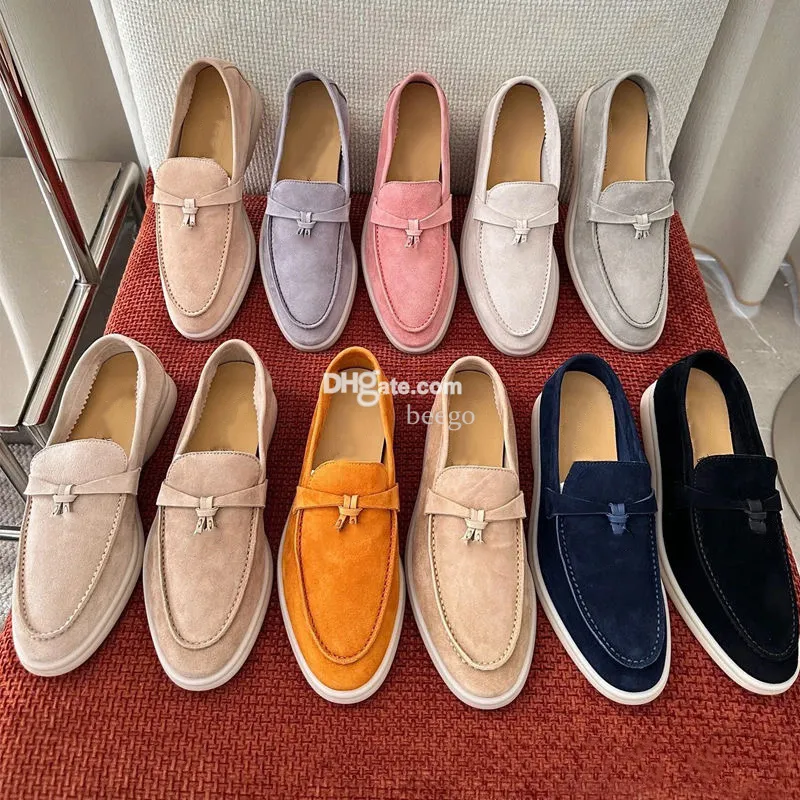 Tasarımcı Ayakkabı Elbise Ayakkabıları Sıradan Ayakkabılar Erkek Kadın Yürüyüş Soafers Düz Topuk Klasik Loafers Düşük Top Lüks Süet Moccasins