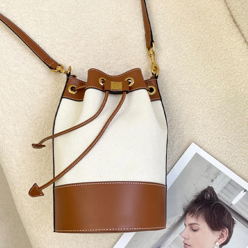 Designer bucket bag High quality cross body bag Luxury women's bag fashion shoulder bag Leather bag Linen bag Large capacity bag Summer bag Autumn bag