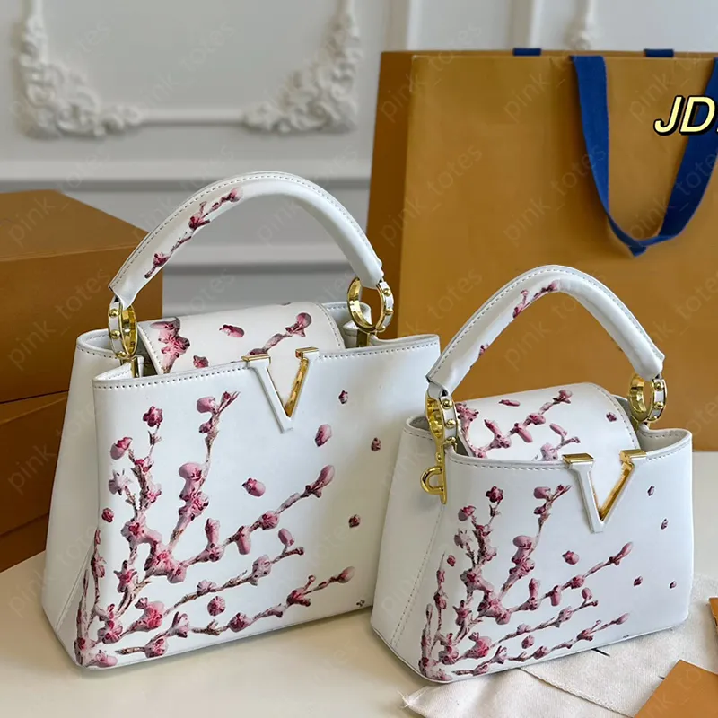 Pink Flower Pattern Designer Capucines Shoulder Bag Luxury Pink Flower Pattern Designer Capucines Shoulder Bag Luxury