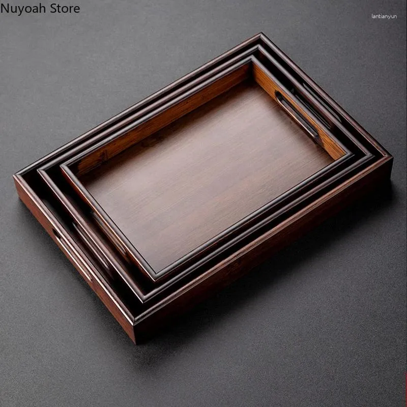 Tea Trays Chinese Set Bamboo Wooden Tray Consumer And Commercial Small With Cup Rectangular Storage Decoration