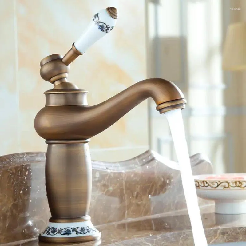 Robinets de lavabo de salle de bain vidric bassin robinet antique bronze lavage de luxe robot le mélangeur de trou de vanité à handle