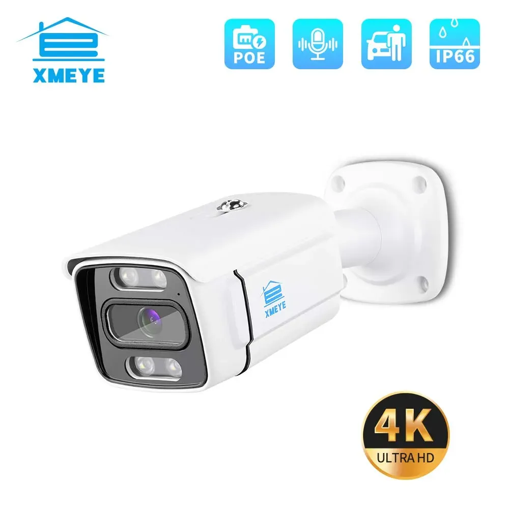 Camera's Xmeye 4K 8MP POE IP Camera Twoway Audio Dual Light Source CCTV Beveiliging Video Surveillance Waterdichte Outdoor IR XMB80M