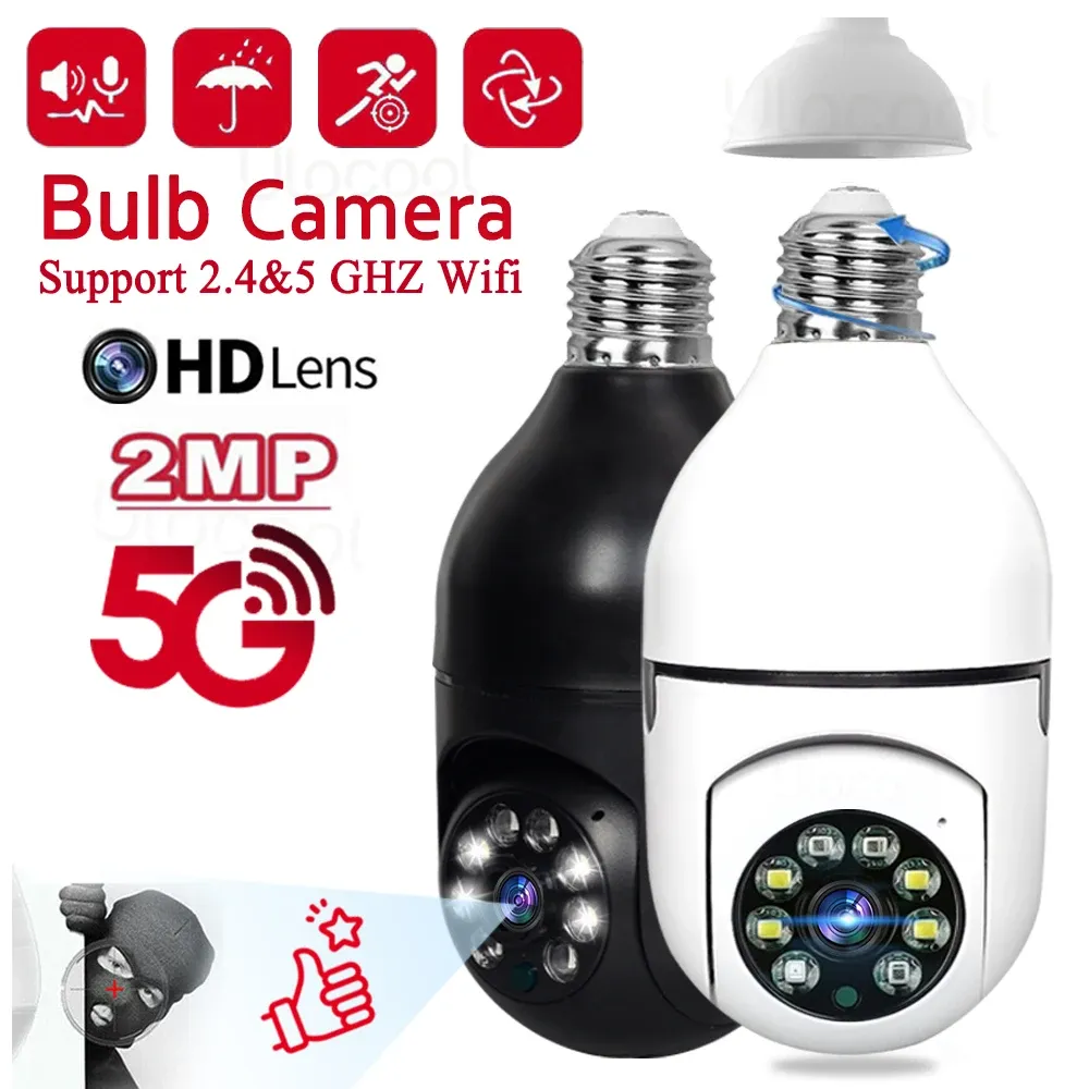 Cameras 5G Wifi E27 Bulb Surveillance Camera Night Vision Wireless Home Camera 2MP CCTV Video Security Protection Camera Wifi ip Monitor