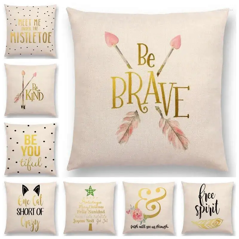 Pillow Golden Decorative Words Works Cover Presentes de Natal Caso do sofá de decoração de casa