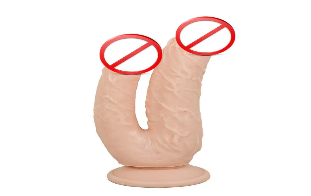 Double gode aspiration de tasse anale Produit de sexe adulte réaliste femme lesbienne double pénétration flirter reine jouet double dong4133764