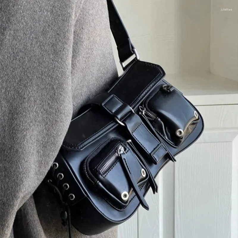 Shoulder Bags Goth Punk Cool Women's Underarm Bag Girls Fashion Design PU Leather Female Handbags Tote Purse With Zipper