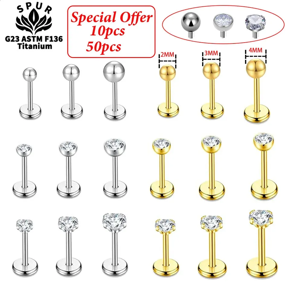 16G 18G G23 Titanium Internal Thread Piercing Jewelry: Nose Labret, Ear ...