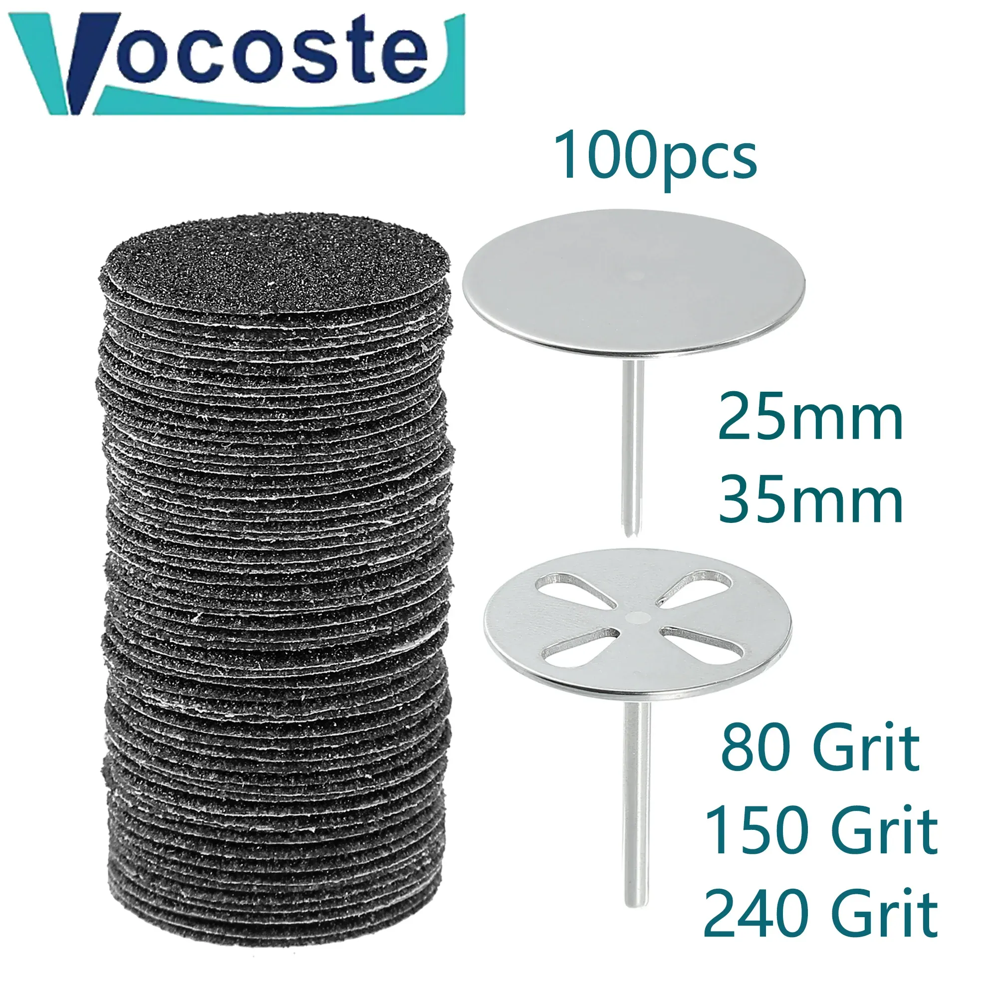 Bits Vocoste 100st. Byt ut slippapper med disk 25mm 35mm 80 GRIT PEDICURE Sandpappers Nagelborr Bit Tillbehör Fotverktyg