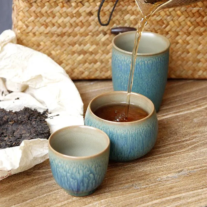 Cups Saucers 1pcs Chinese Style Kiln Changed Ceramic Coffee Cup Espresso Pottery Tea Sake Household Teacup Wholesale