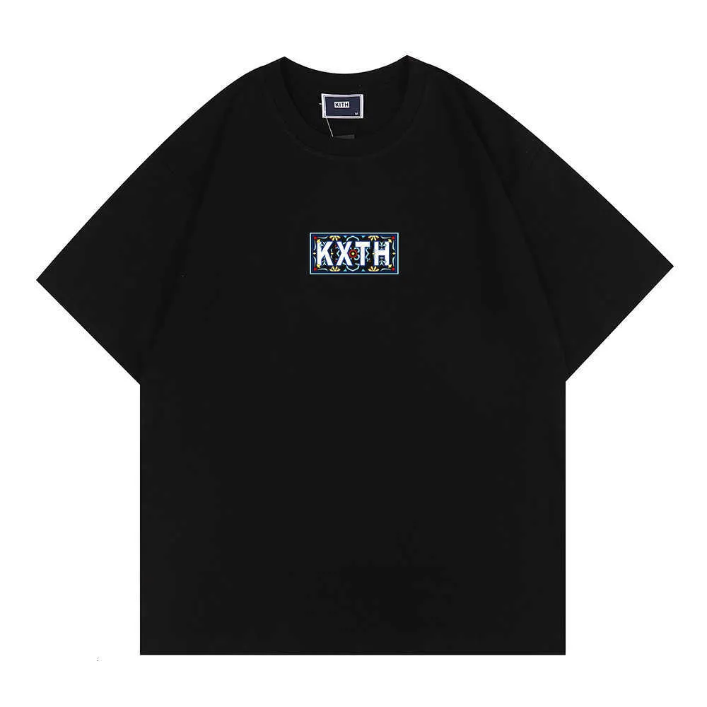 Marca di nicchia alla moda kith marocchina blu anacardi totem da uomo a maniche corte e maglietta per pullover sportivo femminile