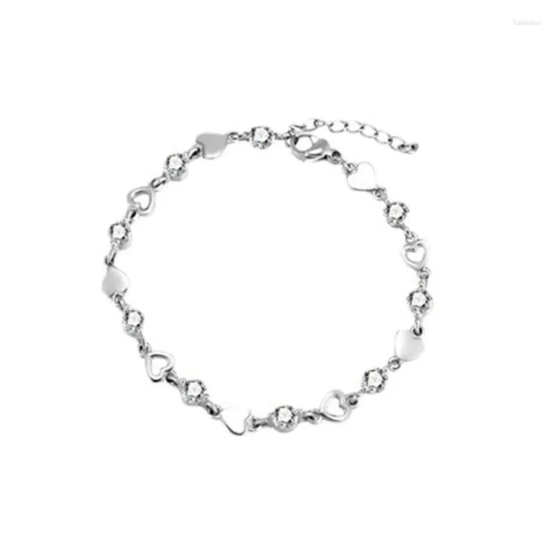 Bracelets charme coeur zircon chaîne bracelet bracelet femme bijourie cadeau matériau alliage matériaux pour filles