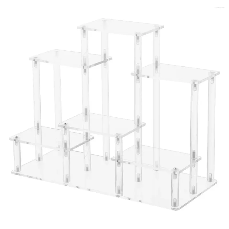 Opslagboxen Transparant 6-nederig acryl display Riser Clear Rechthoekige organisator Plank Laag Stand Collectibles