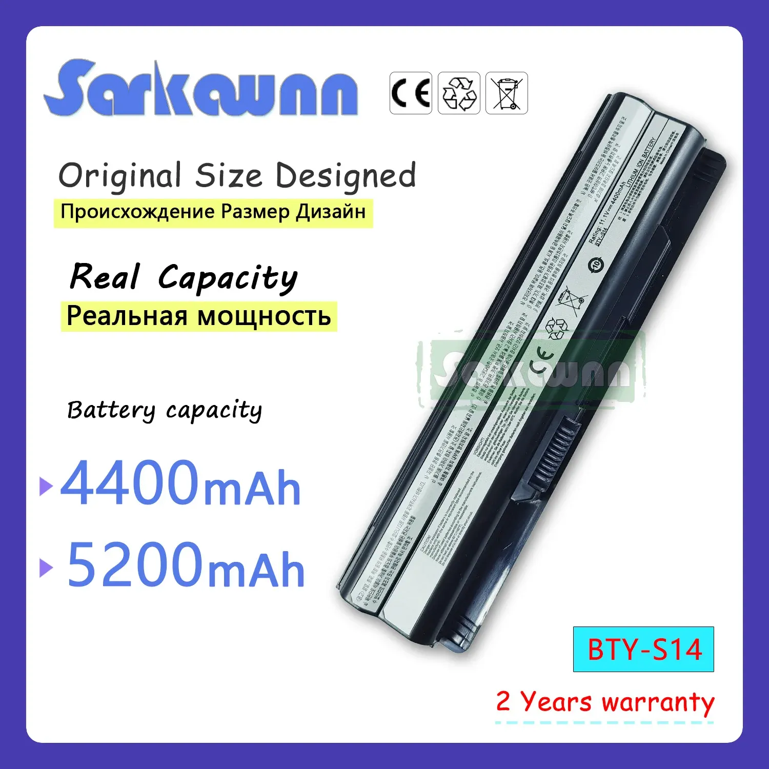 Batterie batterie Sarkawnn 5200Mah BTYS14 BTYS15 Batteria per laptop per Medion Akoya Mini E1311 MD97107 MD97164 MSI FR62 FR700 CR650 FX400 FX420