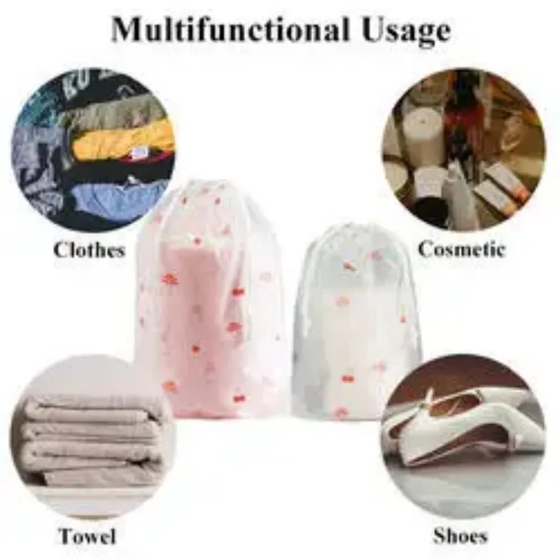 Transparent Drawstring Storage Bag Clothes Underwear Shoes Organizer Pouch Travel Toiletries Cosmetic Cartoon Storage Bag