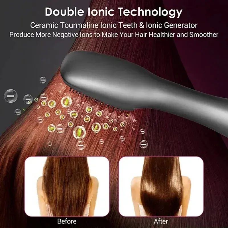 2024 Brosse de sèche-cheveux 3 en 1 pinceaux à air chaud 1200 W puissant en céramique Tourmaline Hair à lisseur pour tous les types de cheveux Brosse de sèche-linge électrique pour les cheveux bouclés