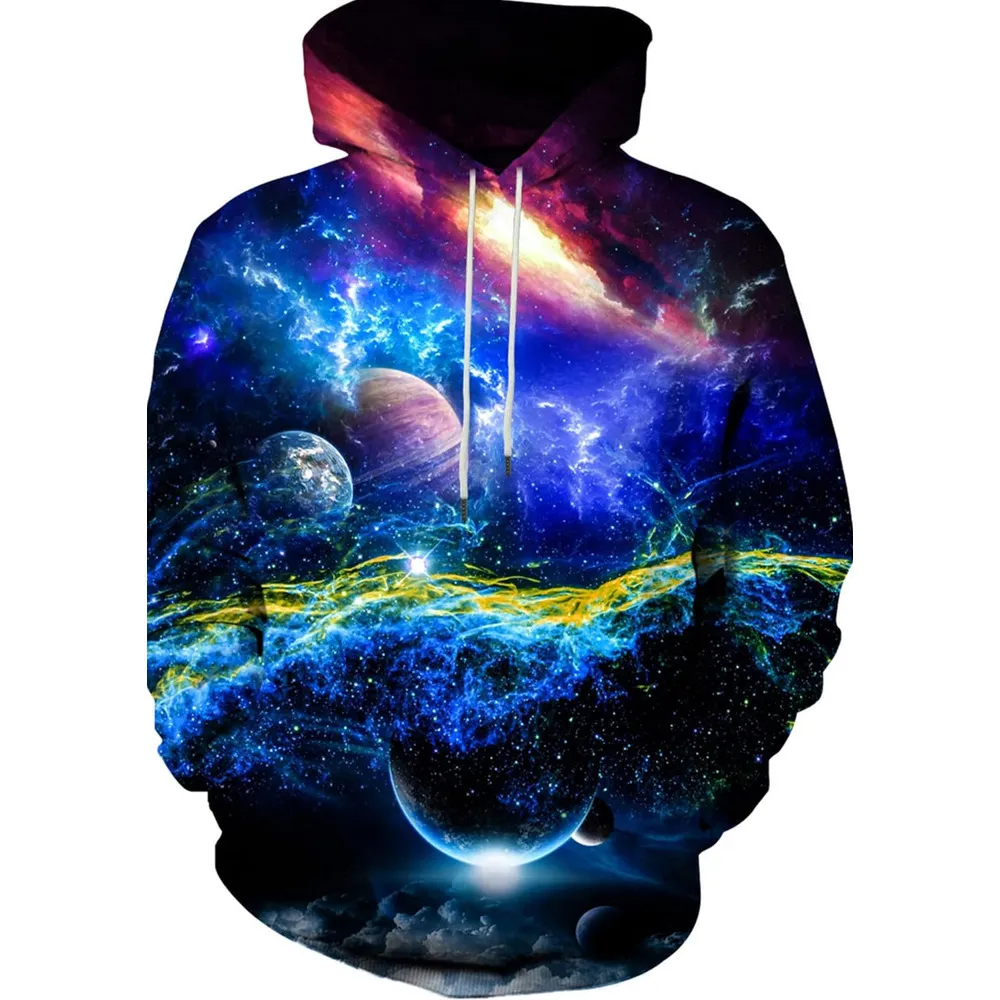 Fanient Hoodie Heren Dames Fleece Sweatshirt Nieuwigheid 3D Print Lange Mouwen Hoodie Mannen Vrouwen, Blauwe wolf A, 3XL