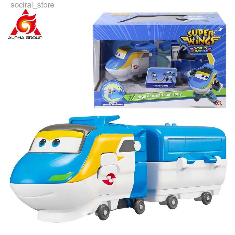 Action Toy Figures Super Wings 5 pouces Transforment Tony avec un avion de transformation de robot de cargaison en 10 étapes figures d'action Anime Kid Toy Gift L240402