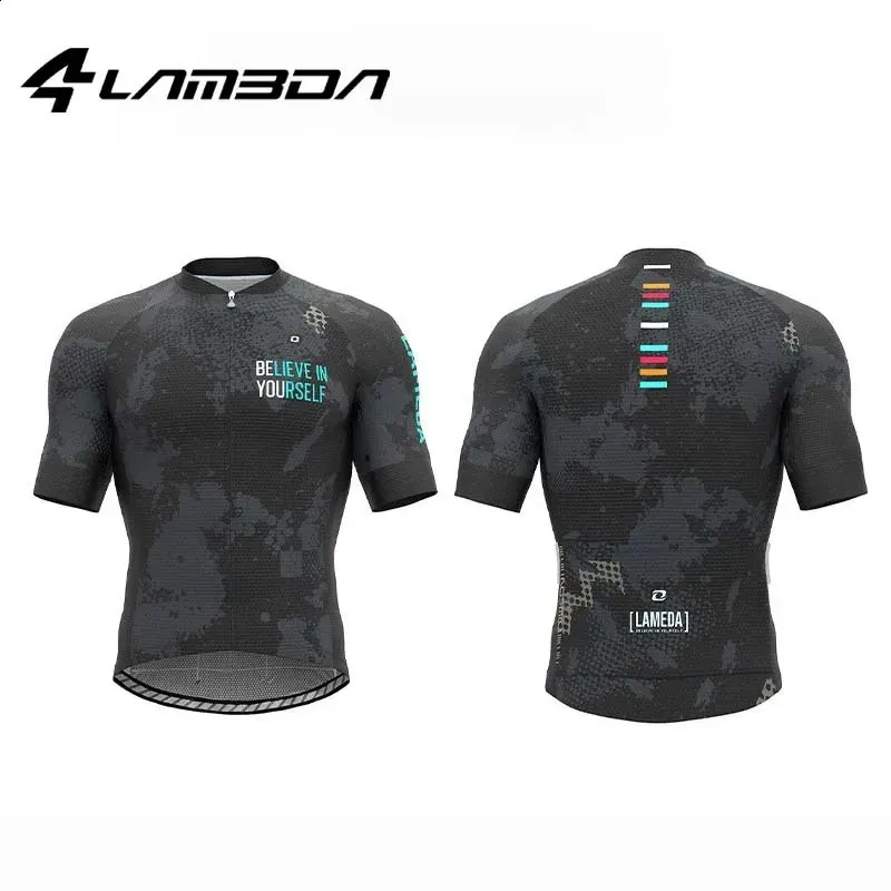 Lameda Summer Cycling Jersey for Men Orange Short Sleeve Mens 팀 의류로드 자전거 자전거 사이클링 스포츠웨어 240325