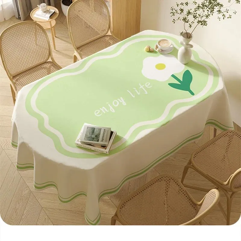 Tableau de table de salle à manger ovale nappe PVC Lavage de luxe de ménage imperméable résistant à l'huile gratuite Luxury