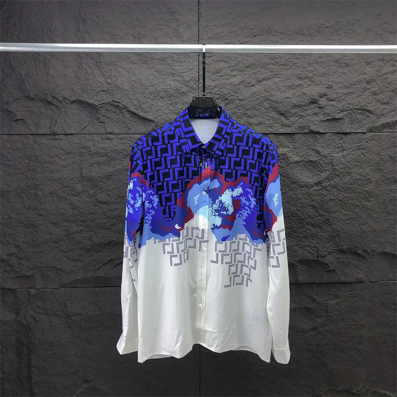 Projektant męskiej koszuli Casual Shirt Osobowość Projektowanie T-shirt Klasyczna koszula z długim rękawem Letery kwiatowe Sprężyna jesienna koszula azjatycka rozmiar S-xxl Q14