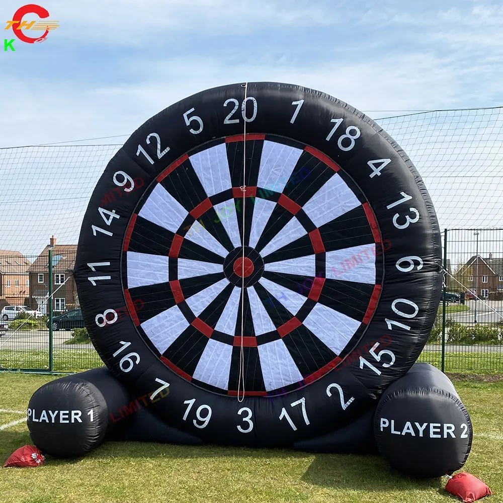 wholesale 5mH (16.5ft) With blower Free Ship Outdoor Activities Giant Interactive Inflatable Dart Board Inflatable Soccer Darts Carnival Games For Sale-ball