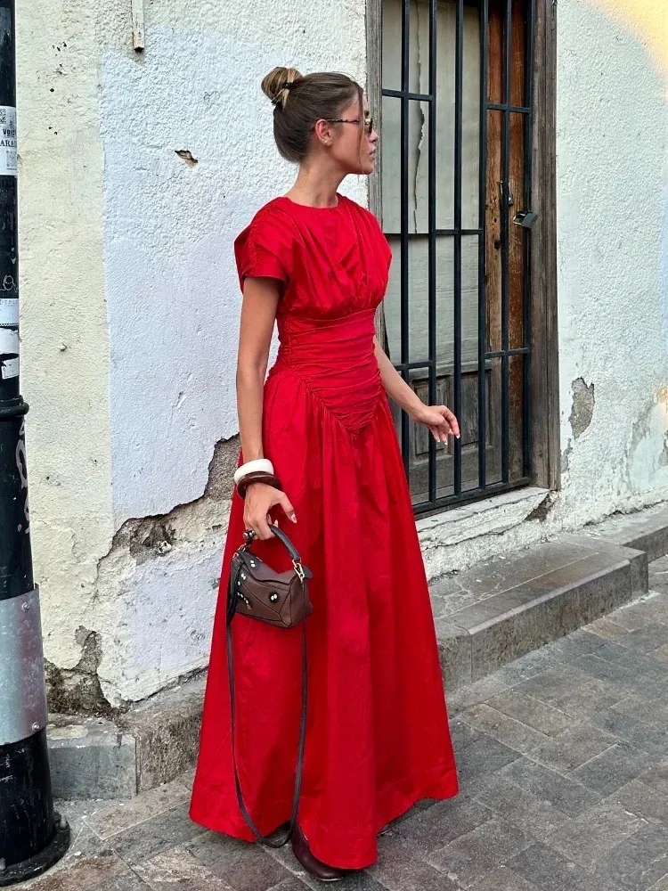 red maxi holiday dress Womens Pleated Wrap Sleeveless... From Mysticastore, $30.63 casual red maxi dress