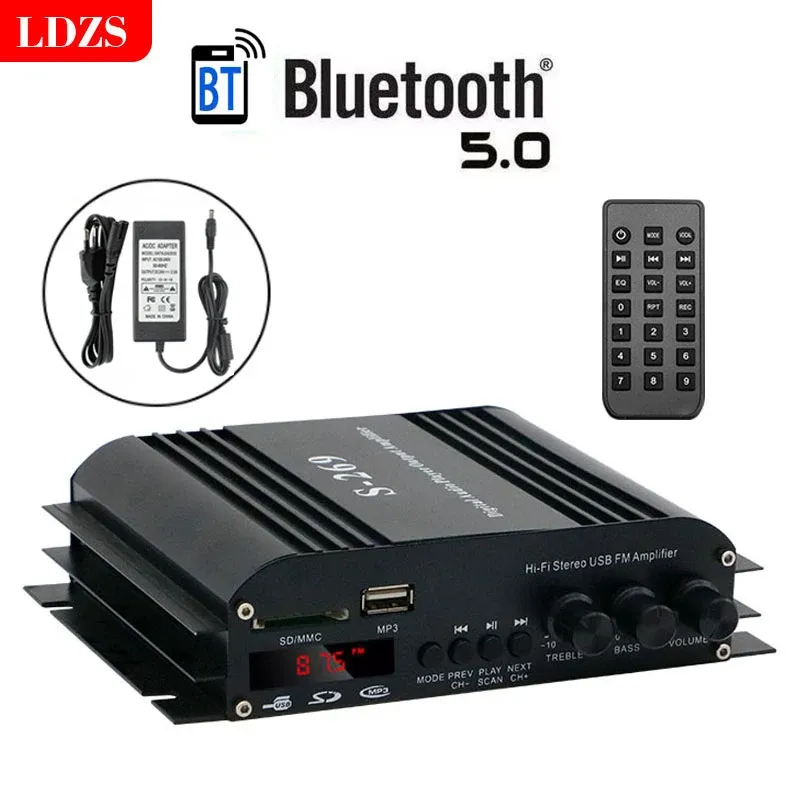 Amplifikatör S269 Ses Amplifikatörleri Bluetooth Dijital Amplifikatör Ev Araba Karaoke 4 Kanal HiFi Stereo FM USB USB uzaktan kumanda