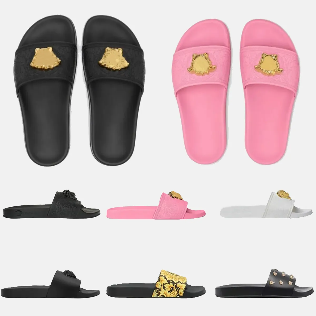 Pantoufles de femmes sandales de créateurs mode classique palazzo sandal plage chaussure mulet hommes femme sandale sliders metal logo plate-forme d'été plate
