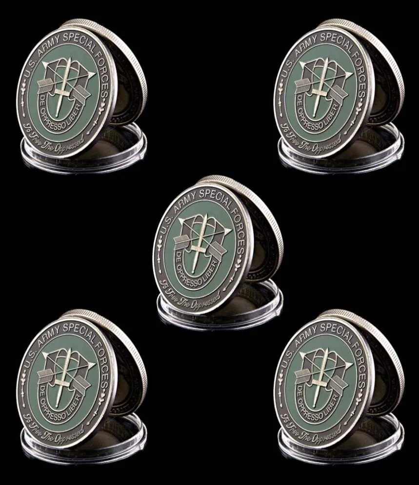 5pcs US America Army Craft Special Forces Nice Green Military Beret Metal Challenge Coin Collectibles4825866