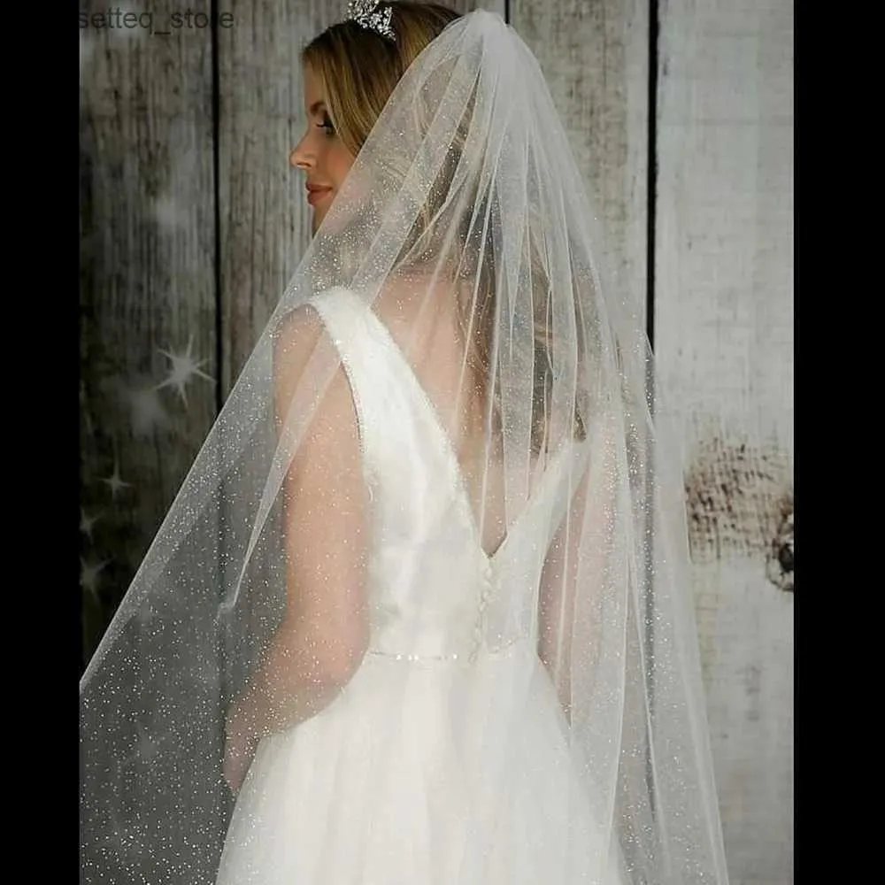 Cabelo de casamento Jóias de casamento Jóias de casamento B58 D VEIL DE LUZURO CATACE VEIL BLING VEILS BRIDEL DE CÍNEMA DE ÚNICA MOLO COM ACESSÓRIOS DE GLITTERS FEC