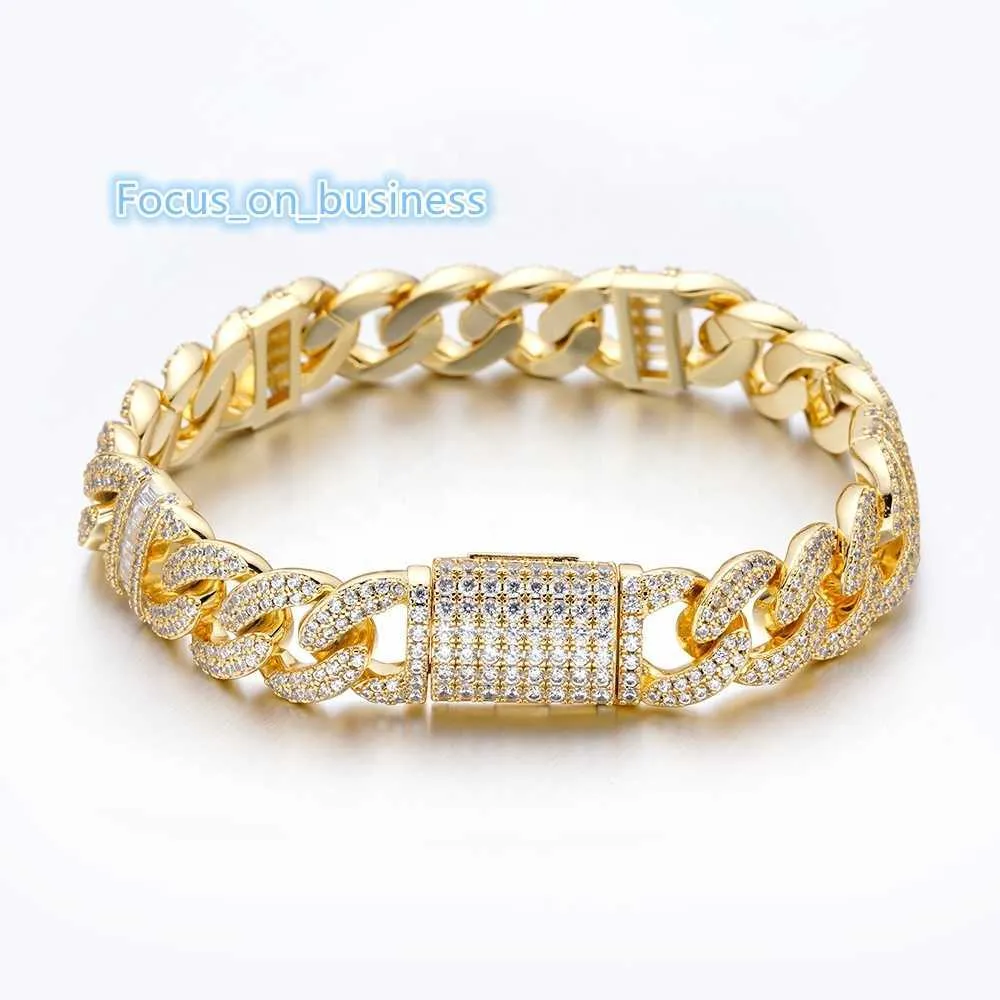 Bijoux urbain de mode masculine punk pave baguette diamond cz bracelet link cubain pour cadeau