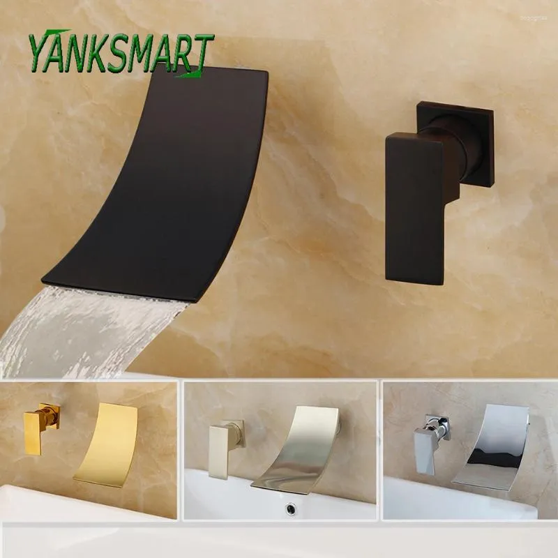 Banyo Lavabo muslukları Yanksmart Duvara Monte Şelale Spout Küvet musluk Washbasin Karıştırıcı Su Musluk Yaygın Lavaboy Taps