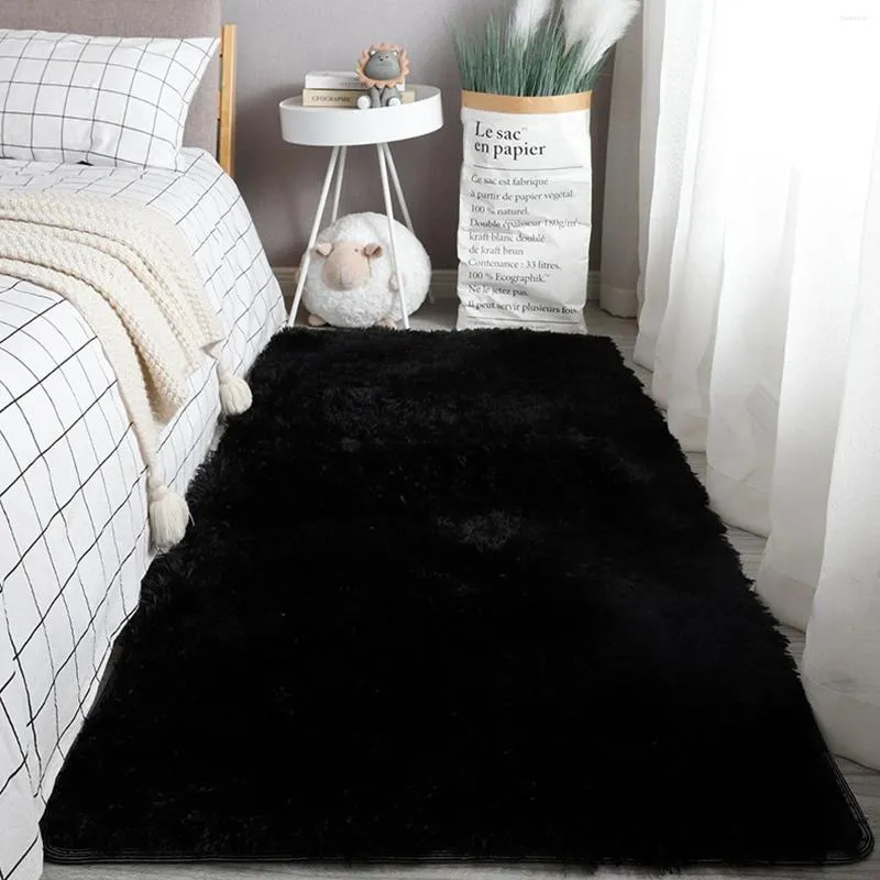 Mattor mjukt fluffigt område matta moderna sovrum mattor för barn rumskamrat golv 2'x 3 'svarta mjukaste filtar