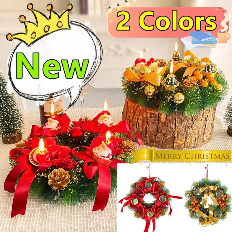 Candle Holders 2 Colors Christmas Candlestick Wreath Holder Door Ornaments Decoration Window Props Table Wedding Arrangement