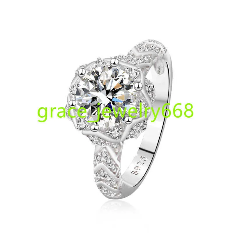 Luxury Dainty 925 Sterling Silver GRA Certificate 2CT Cut Moissanite Diamond Wedding Rings for Women