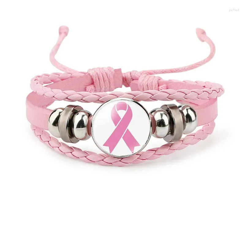 Pulseira de charme pulseira para mulheres fita rosa trançada corda de corda de chapas de moda jóias artesanais