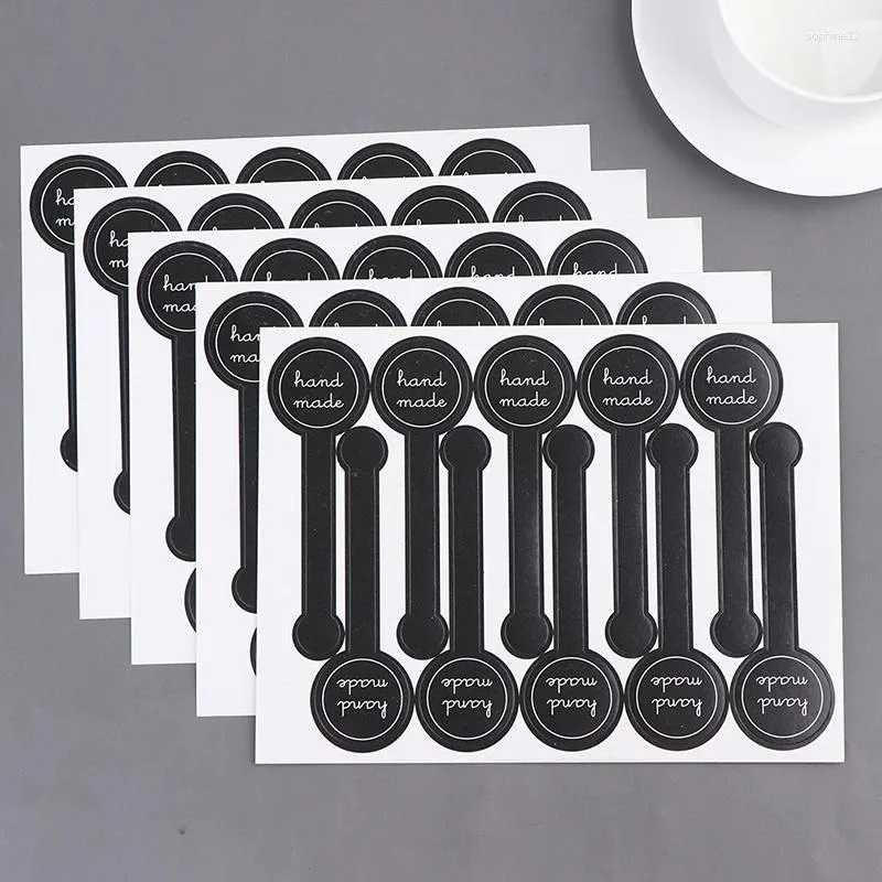 Enveloppe cadeau 50pcs "Mabé à main" Black Scellant Sticker Packaging Label DIY