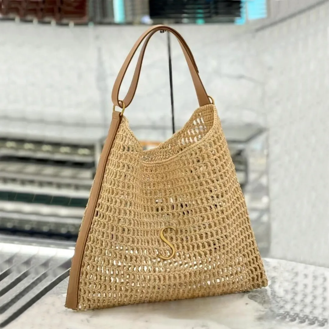 Sac de créateur sac de paille lafias crochet bac à bandoulière de luxe sac à bandoulière féminin 3 couleurs sac de plage de haute qualité sac en cuir sac à commerce