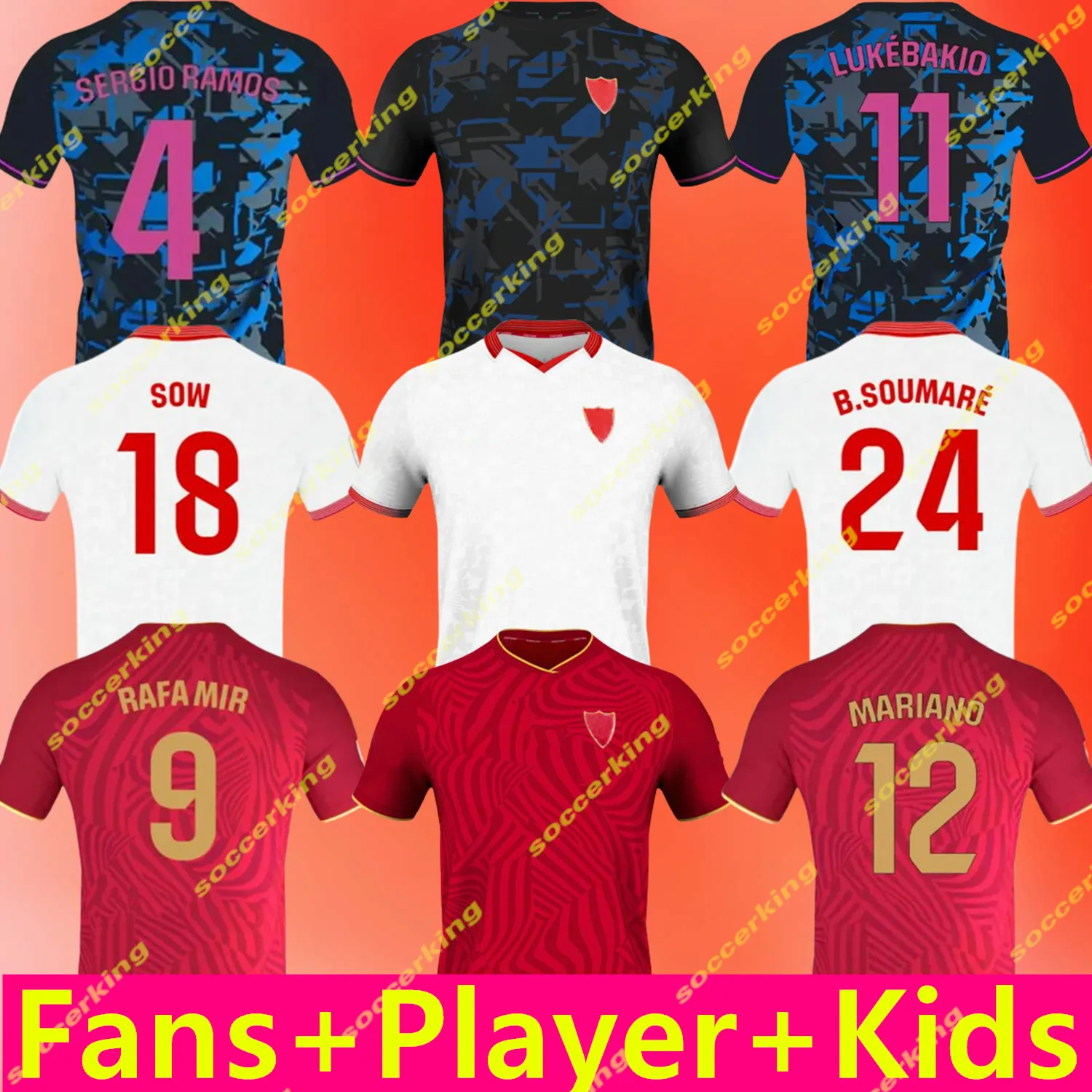 Sevilla FC 2023 2024 Sevillas Fußballtrikots Finale L.ocampos Suso Jong Maillot Gudelj K.Rekik Tecatito Munir Rafa Männer Kids Kit 23 24