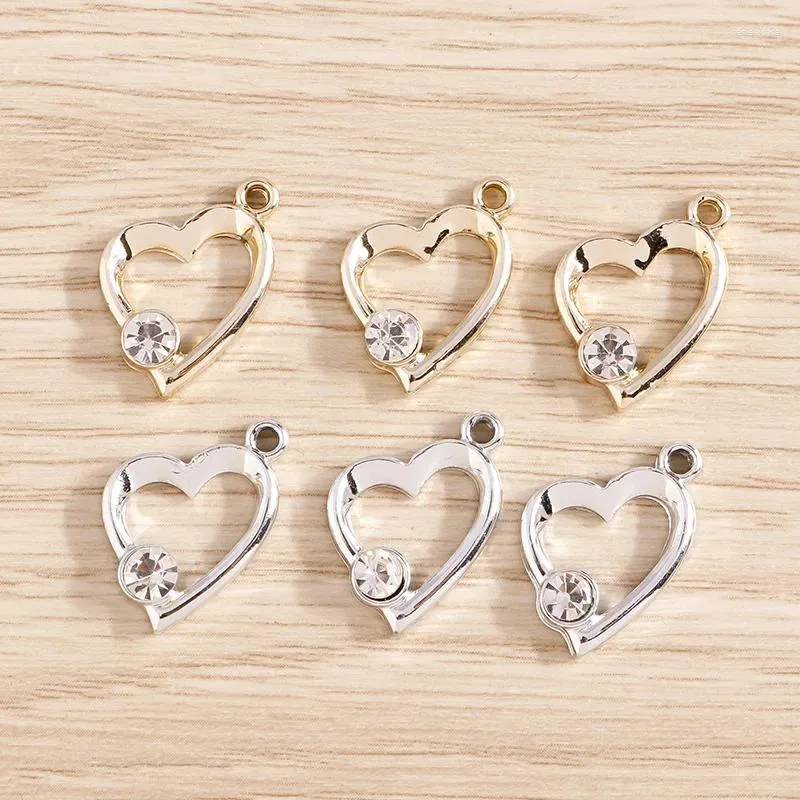 Charms 10pcs 14x20mm niedliche Kristalllegierung Liebes Herz für Schmuck Making Ohrringe Anhänger Halskette DIY BRACETS Bastelzubehör machen Accessoires