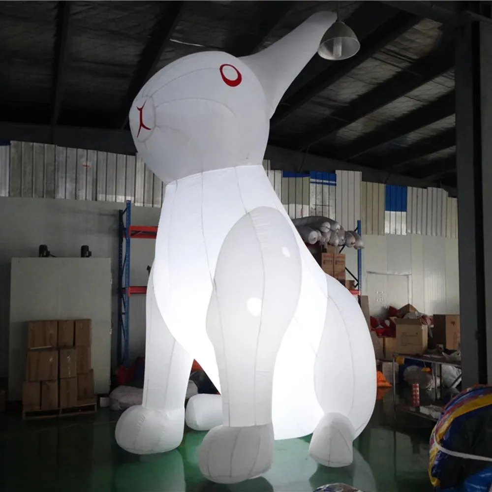 8MH (26 pies) con ventilador gigante al aire libre encantadora iluminación inflable conejito de conejo blanco réplica de animales para publicidad o decoración de eventos de Pascua