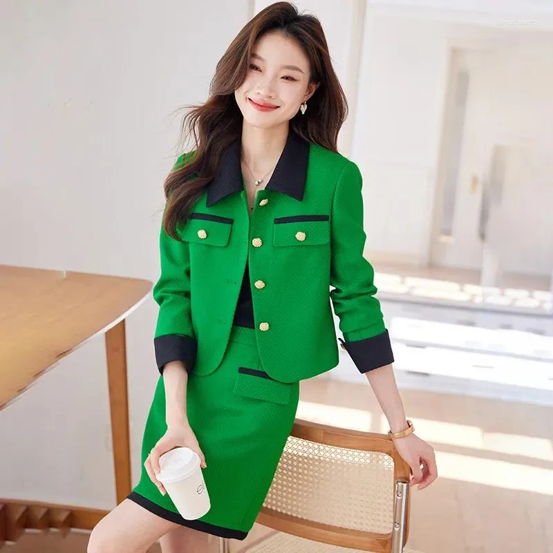 Tvådelad klänning EST 2024 Spring Summer Formal Elegant Professional Business Suits For Women Office Work Wear Career Interview Blazers Set