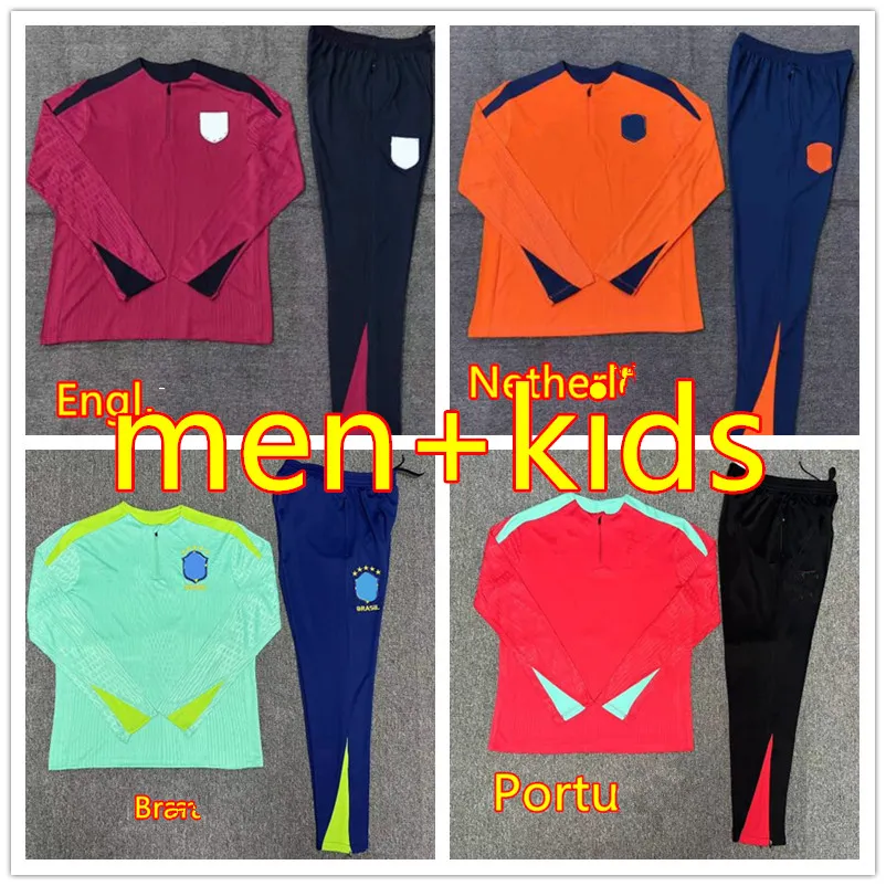 2024 Men+Kids National Team Bellingham Saka Kane Tracksuits 24 25 Virgil Memphis Training Suit Ronaldo B.Fernandes Jogging Equipment Player Version Version