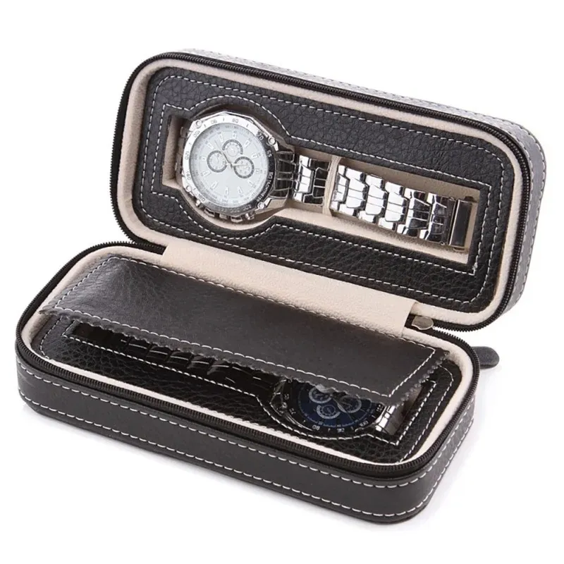 Tragbare Watch -Aufbewahrungstasche 2 4 Slot /Gitter Leder Uhrenschachtel Display Box Hülle Schmucksammler Hülle Geschenk