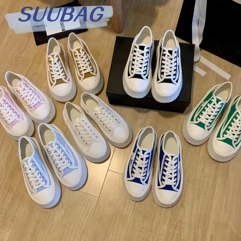 Canvas Shoes Women's Package Shipping Fee With Shoe Box Spring And Autumn Versatile Platform White Shoes Casual Height-increasing Low-cut Biscuit Shoes