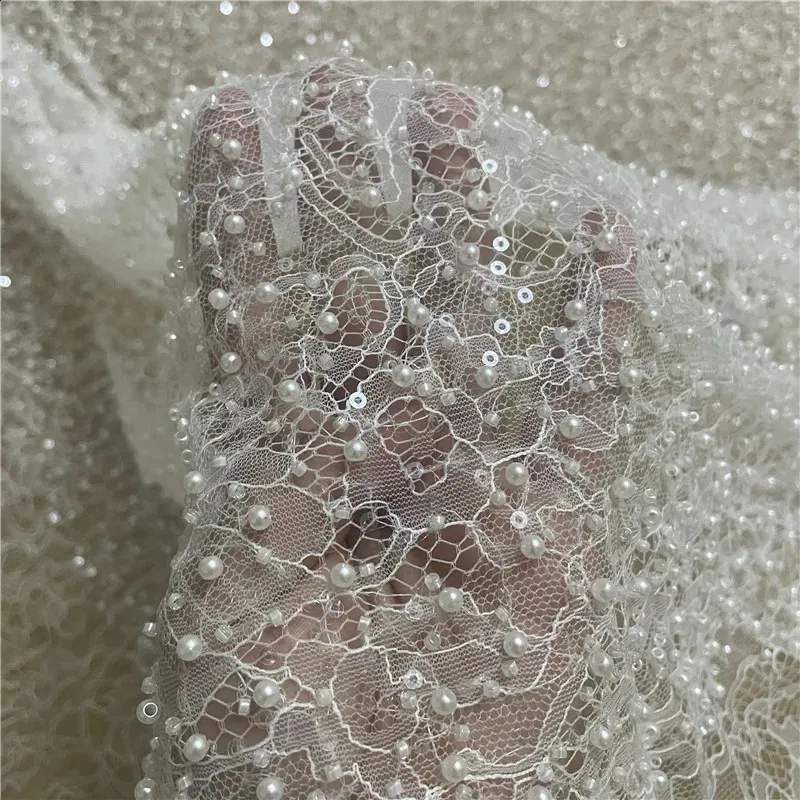 Heavy Beaded Lace Fabric with Pearls French Chantilly Embroidery for Wedding  Dresses 1 Yard from Dhgate Fabric and Sewing - price 53.78