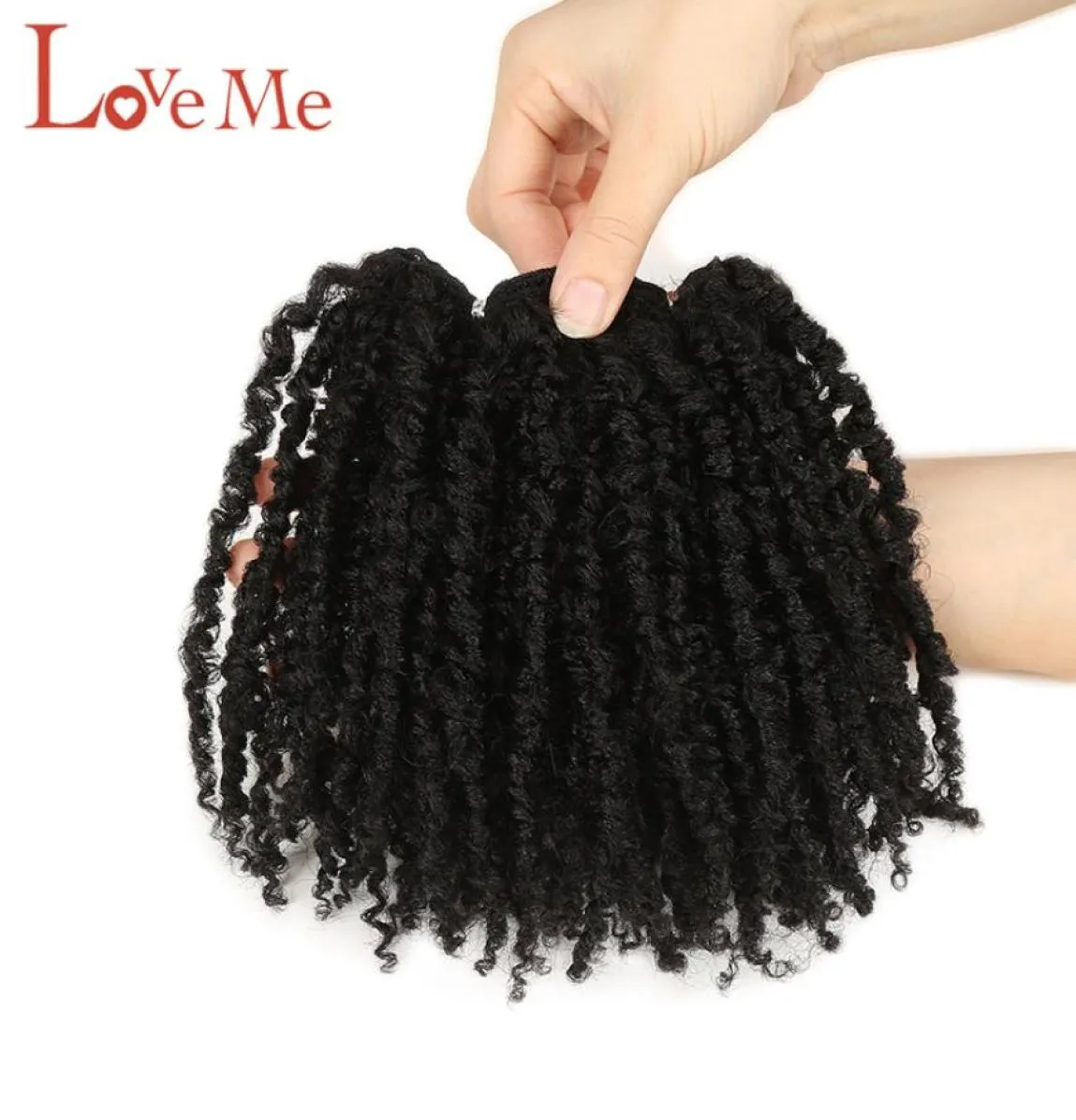 Synthetic Afro Kinky Curly Hair Extensions 6 inch 3 Pieces Hair Extensions Natural Synthetic Heat Resistant Wave Bundles LOVE ME 2102163257577