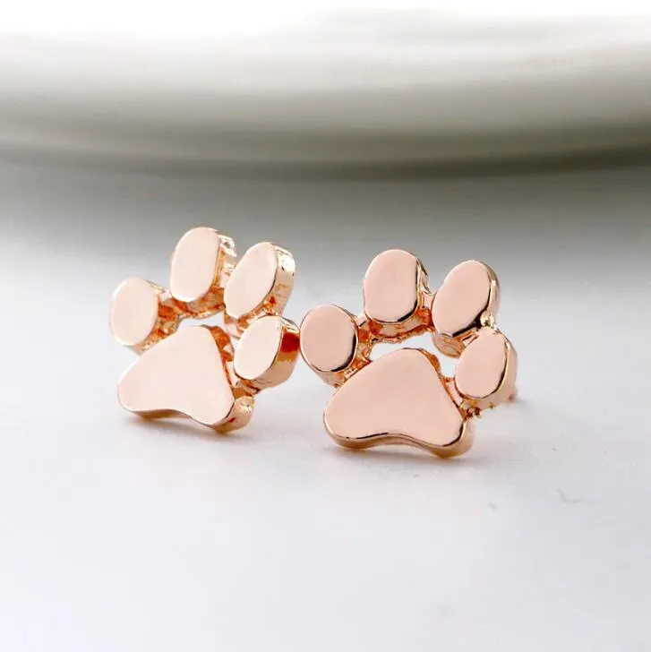 Hot Hollow Pet Cat Dog Lover Paw Print Stud Earrings Puppy Memorial Minimalist Earring Cute Animal Footprint Gold Silver Plated Earrings